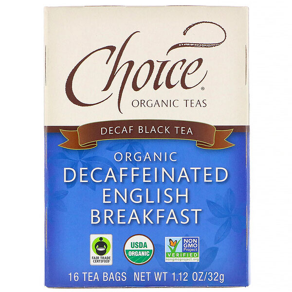 Choice Organic Teas, Black Tea, Organic Decaffeinated English Breakfast, Decaf, 16 Tea Bags, 1.12 oz (32 g)