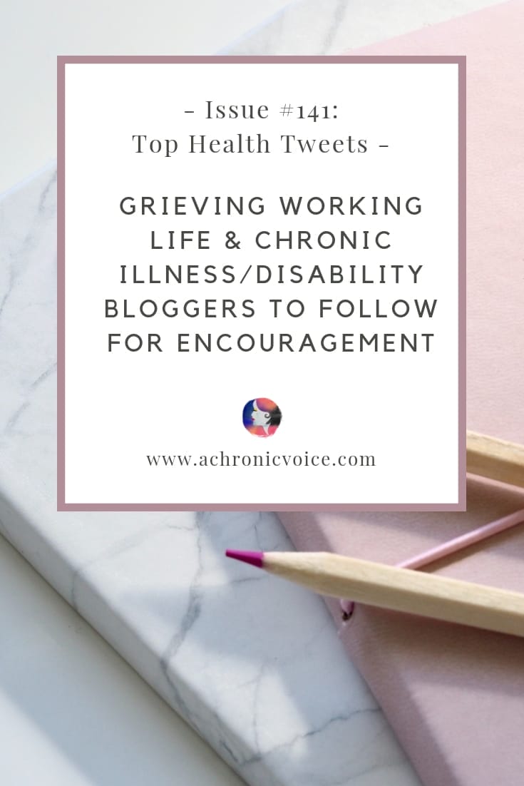 In this issue: Disability & chronic illness bloggers to follow for encouragement & awareness. Some upbeat, positive songs to help deal with chronic pain. Click to read or pin to save and share. ////////// Chronic Illness / Chronic Pain / Health News / Health Resources / Spoonies / Bloggers / Disability / Mental Health / Society & Humanity #ChronicIllness #TopHealthTweets #spoonie #ChronicPain #MentalHealth