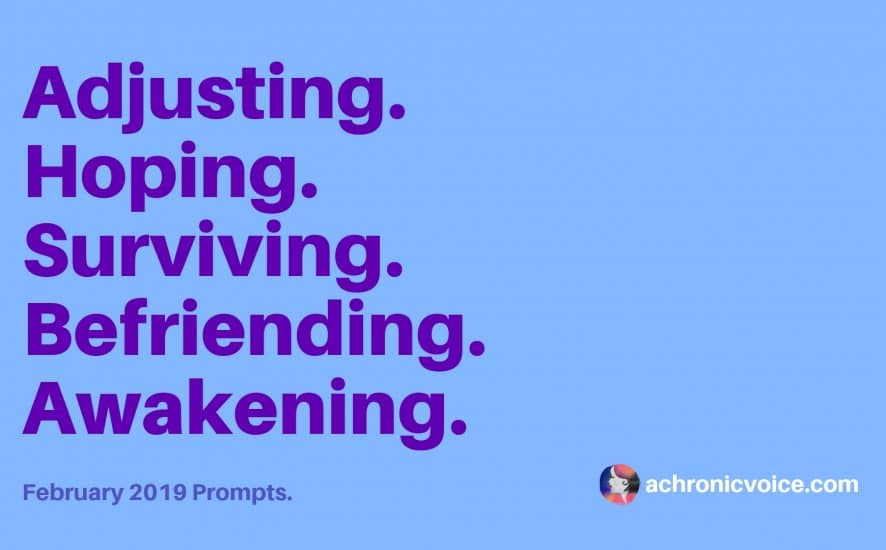 February 2019 Prompts: Adjusting, Hoping, Surviving, Befriending & Awakening | A Chronic Voice