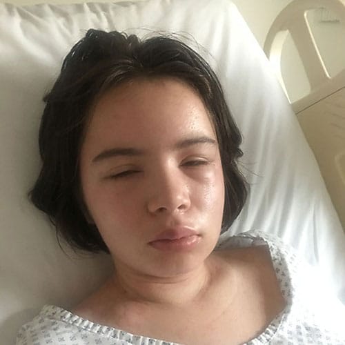 Julia while sick in hospital.