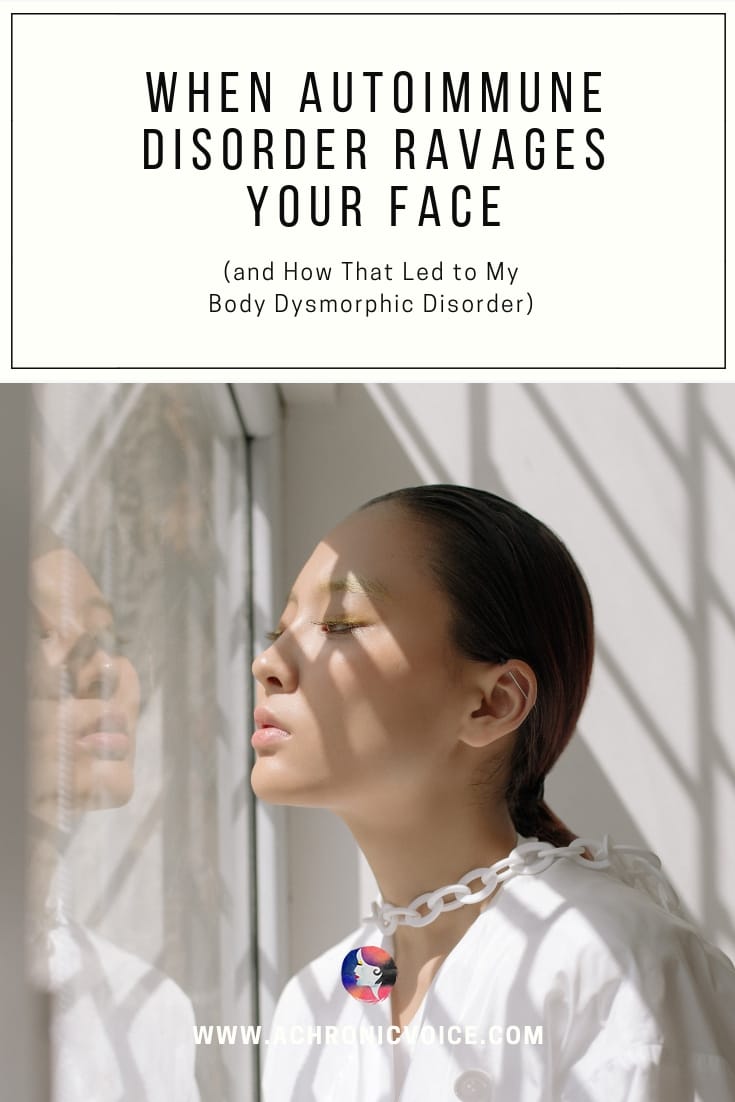 The stress of living with an autoimmune disorder or mental illness is often a vicious cycle. Julia shares how she developed body dysmorphic disorder, when she couldn't recognise herself one day. Click to read, or pin to save and share. ////////// Body Dysmorphic Disorder / Mental Illness / Autoimmune Disease / Chronic Illness / Hives / Chronic Pain / Spoonie Problems #ChronicIllness #MentalIllness #spoonie