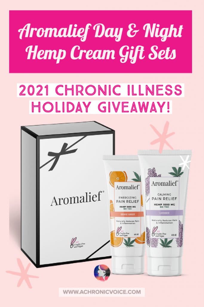 Aromalief is sponsoring 10 of their Orange Ginger and Lavender - Day and Night Gift Sets in the 2021 Holiday Giveaway on A Chronic Voice! It's a hemp-based cream, moisturiser and aromatherapy in one. Designed by a female chemist, made in the USA and FDA registered.