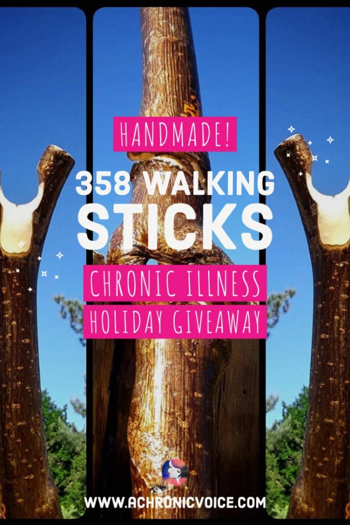 I am elated that 358 Walking Sticks is with us for this year's Virtual Holiday Party! Their handmade walking sticks are absolutely stunning, with a sleek high gloss oil finish. Tom and Naomi use their own walking sticks for support when dizzy, in pain, and even to fend off the occasional stray dog whilst hiking! Join us for the party if you live with chronic or mental illness, or have a disability!