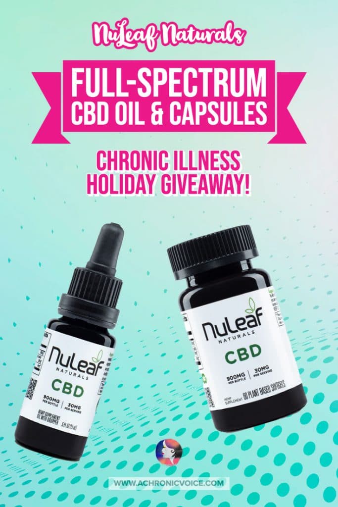 NuLeaf Naturals is one of America's top pioneering cannabinoid wellness companies, and sells high quality, full-spectrum CBD products. They're sponsoring a bottle of CBD oil and CBD capsules in this Holiday Giveaway for people with chronic illnesses and disabilities!