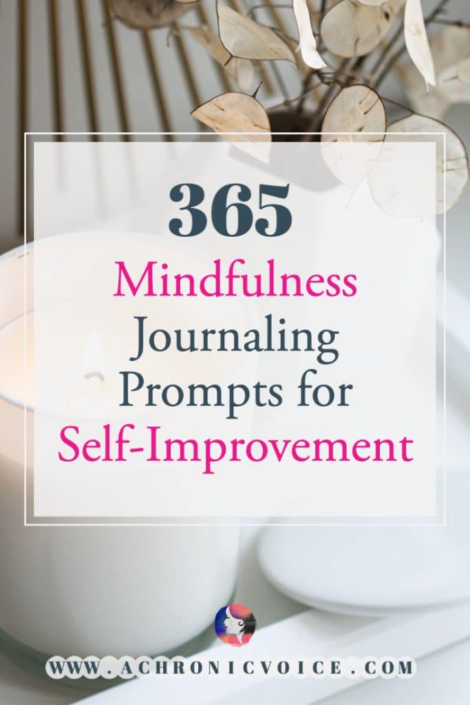 365 Mindfulness Journaling Prompts for Self-Improvement (Background: Candles and dried plants)