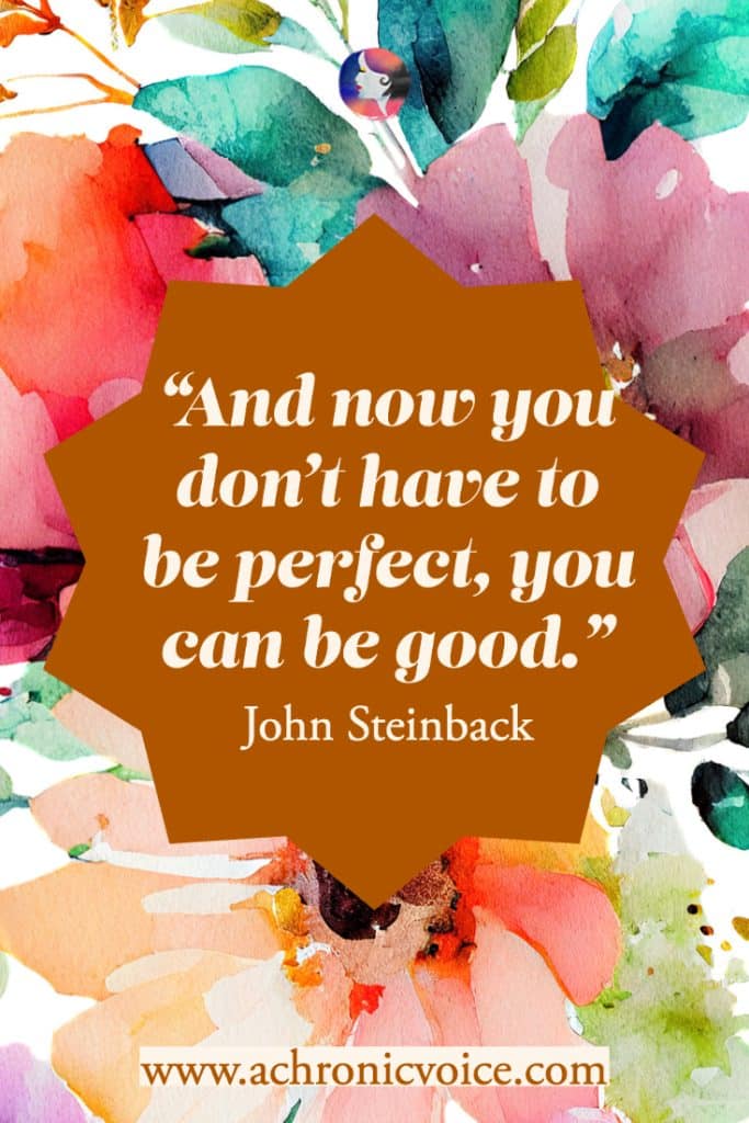 ‘And now you don’t have to be perfect, you can be good.’ - John Steinback